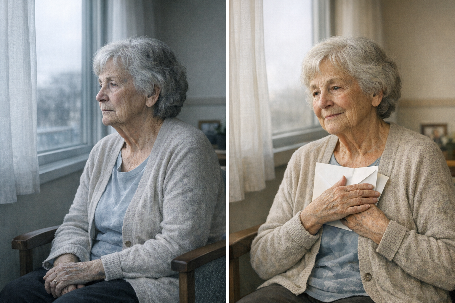 Senior woman experiencing the emotional impact of receiving a heartfelt letter
