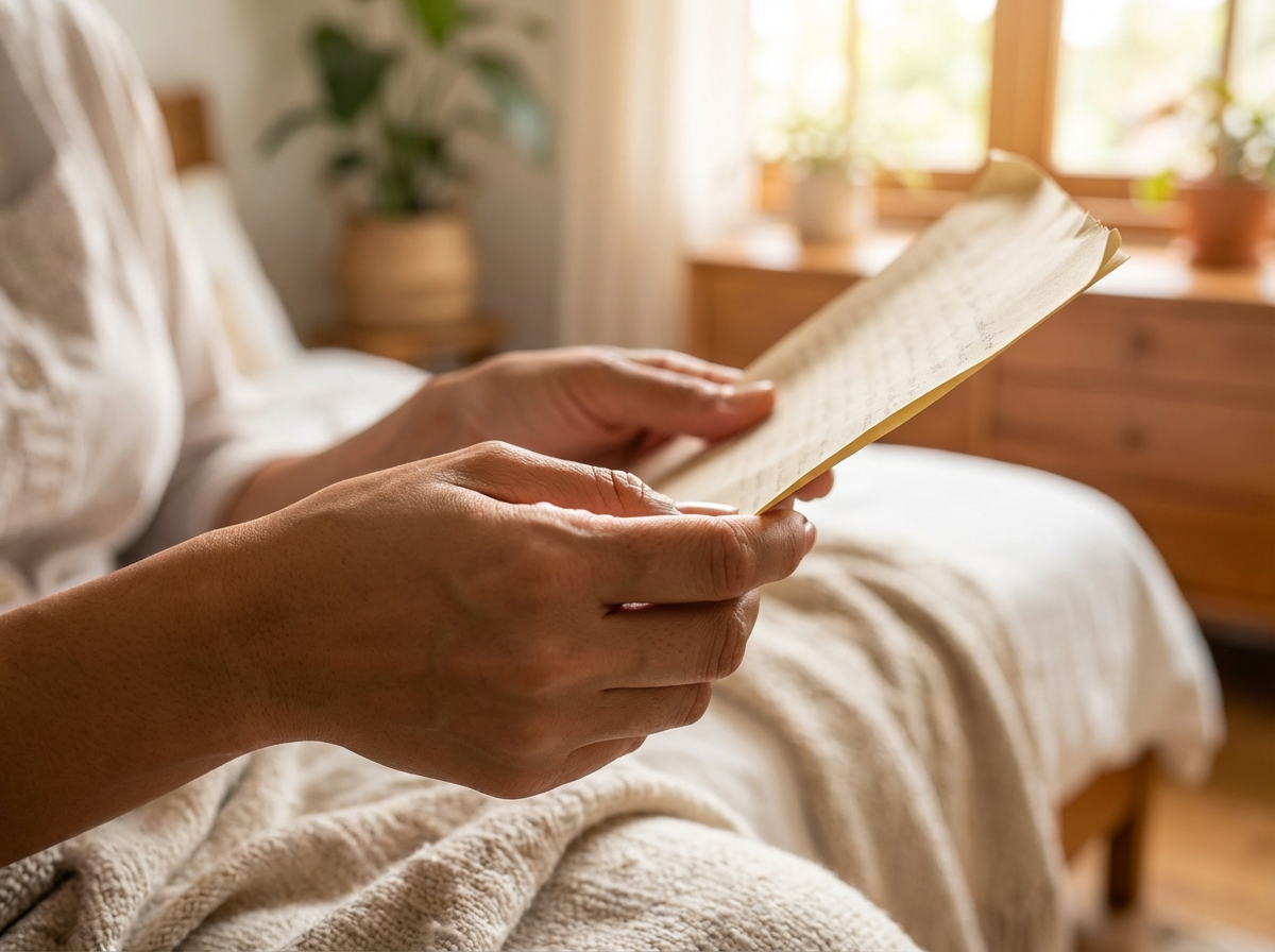 Hands holding open book in warm light showing the joy of receiving meaningful words